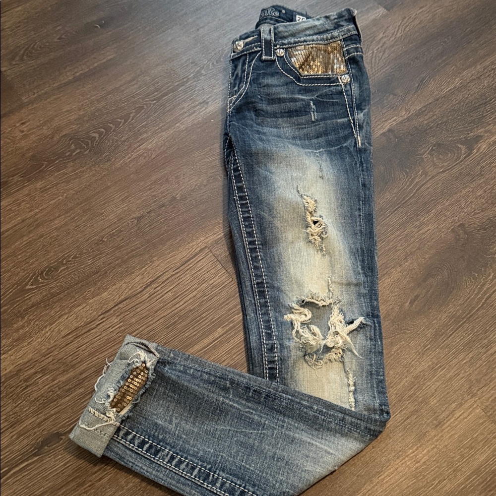 Miss Me Women's Signature Rise Cuffed Skinny Distressed Jeans - Picture 2 of 10